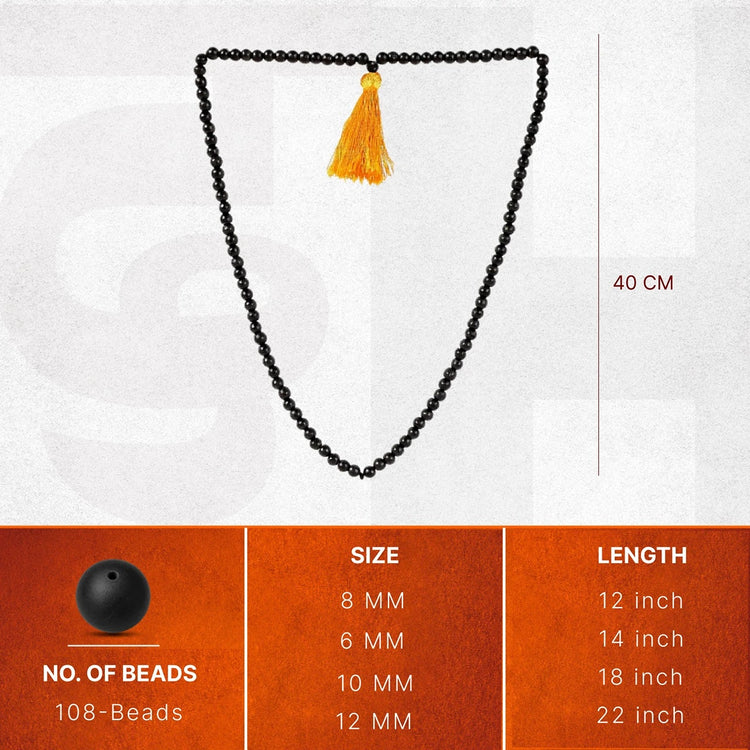 Original Karungali Malai 108-Beads Ebony Wood with Govt. Certified
