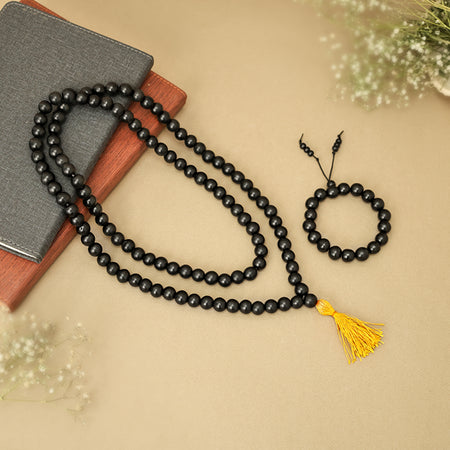 Original Karungali Malai 108-Beads & Karungali Malai Bracelet Combo with Govt. Certification (1254)