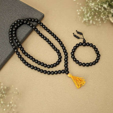 Original Karungali Malai 108-Beads & Karungali Malai Bracelet Combo with Govt. Certification (1254)