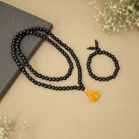 Original Karungali Malai 108-Beads & Karungali Malai Bracelet Combo with Govt. Certification (1254)