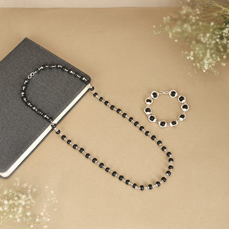 Original Karungali Malai with Silver cap 54-Beads & Karungali Malai Bracelet Combo with Govt. Certification